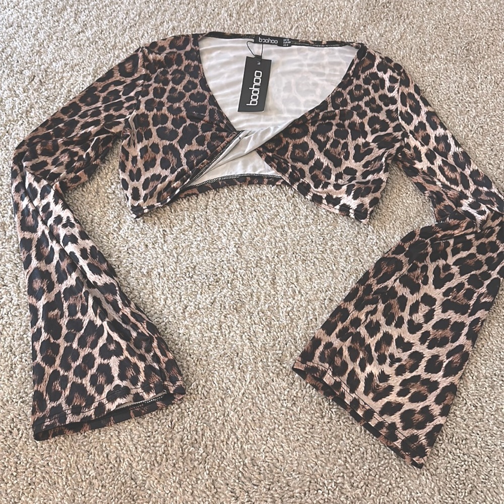 cheetah bell sleeve top